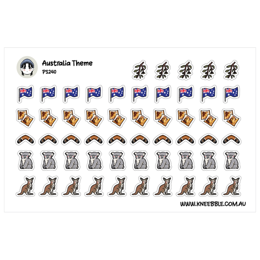 Australia Planner Stickers - Koala, Kangaroo, Boomerang, Eucalyptus, Toast, Flag Icons