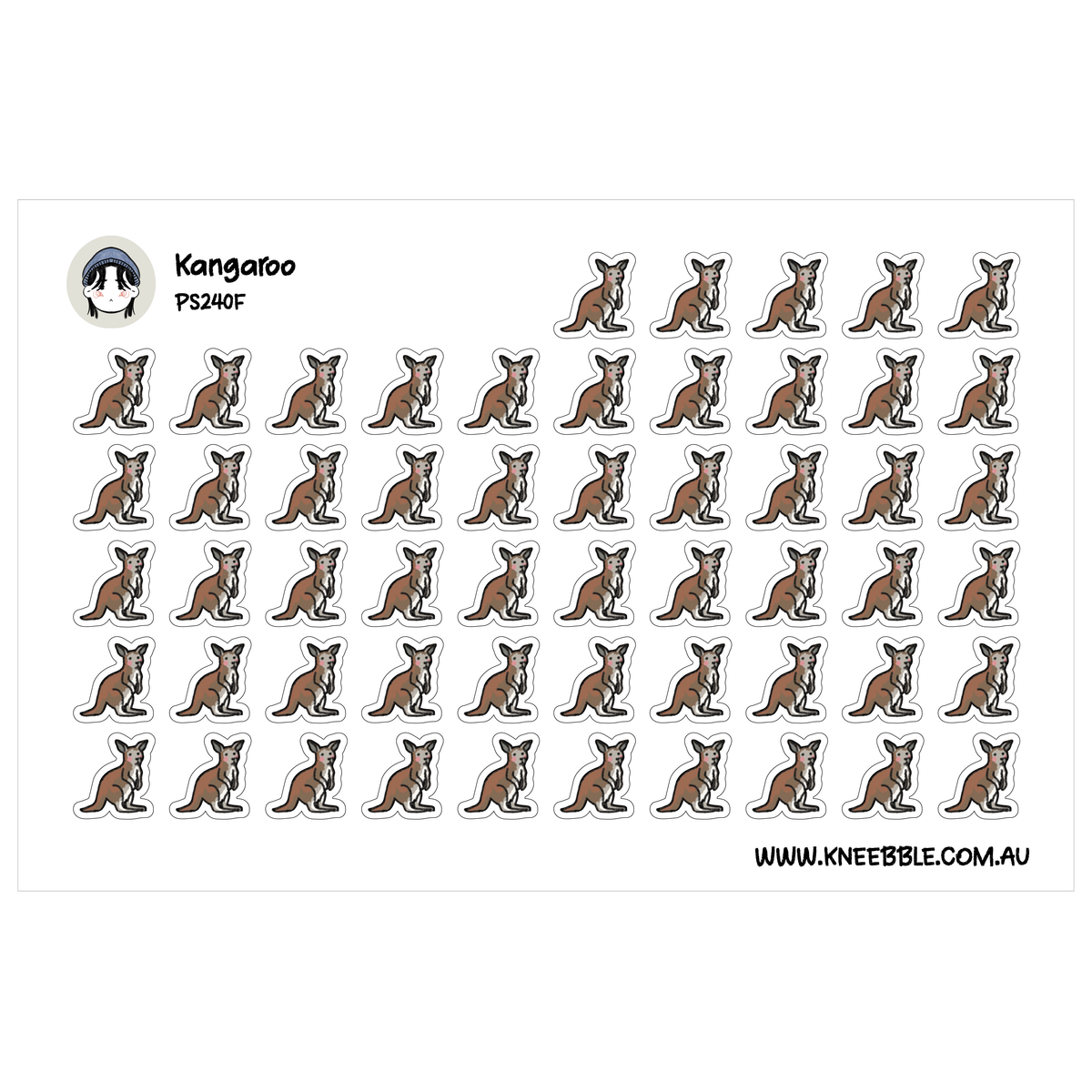 Australian Kangaroo Stickers - Aussie Planner - Wildlife Journal Stickers