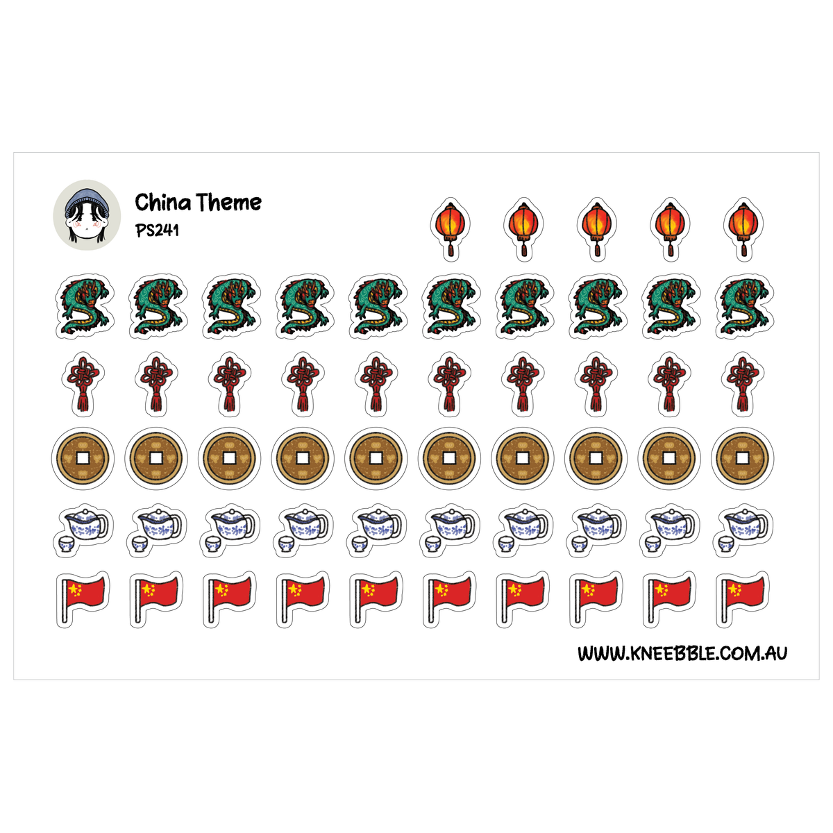 China Travel Planner Stickers - Country Themed Stickers - Mini Journal & Scrapbook