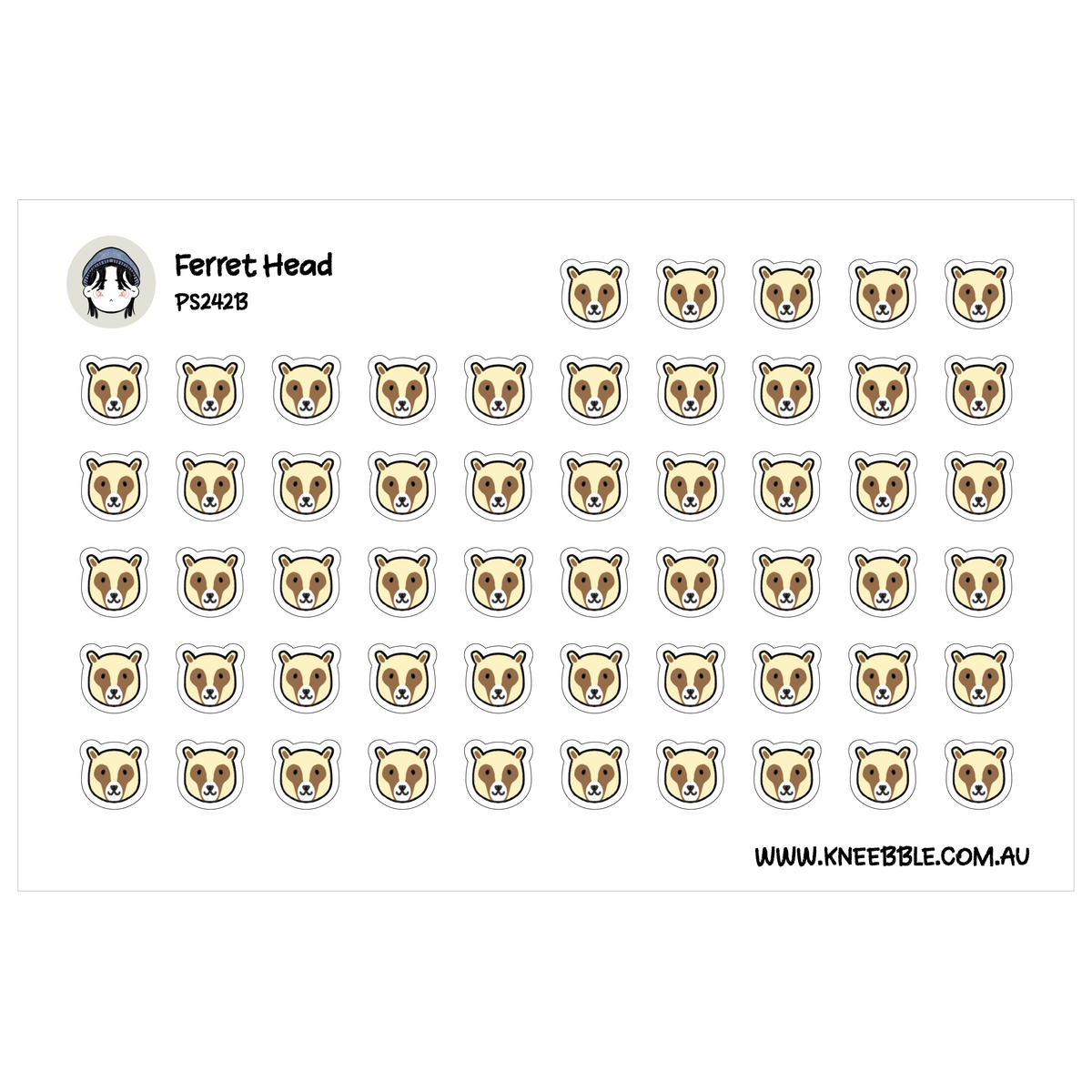 Ferret Head Planner Stickers - Cute Ferret Faces - Pet Journal
