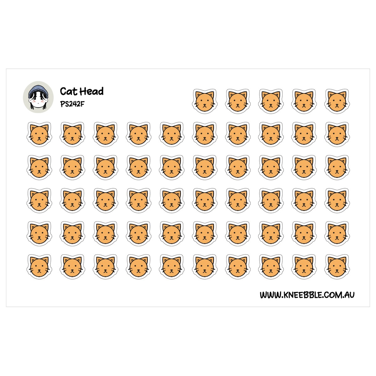 Cat Head Planner Stickers - Cute Kitty Faces - Cat Journal Stickers