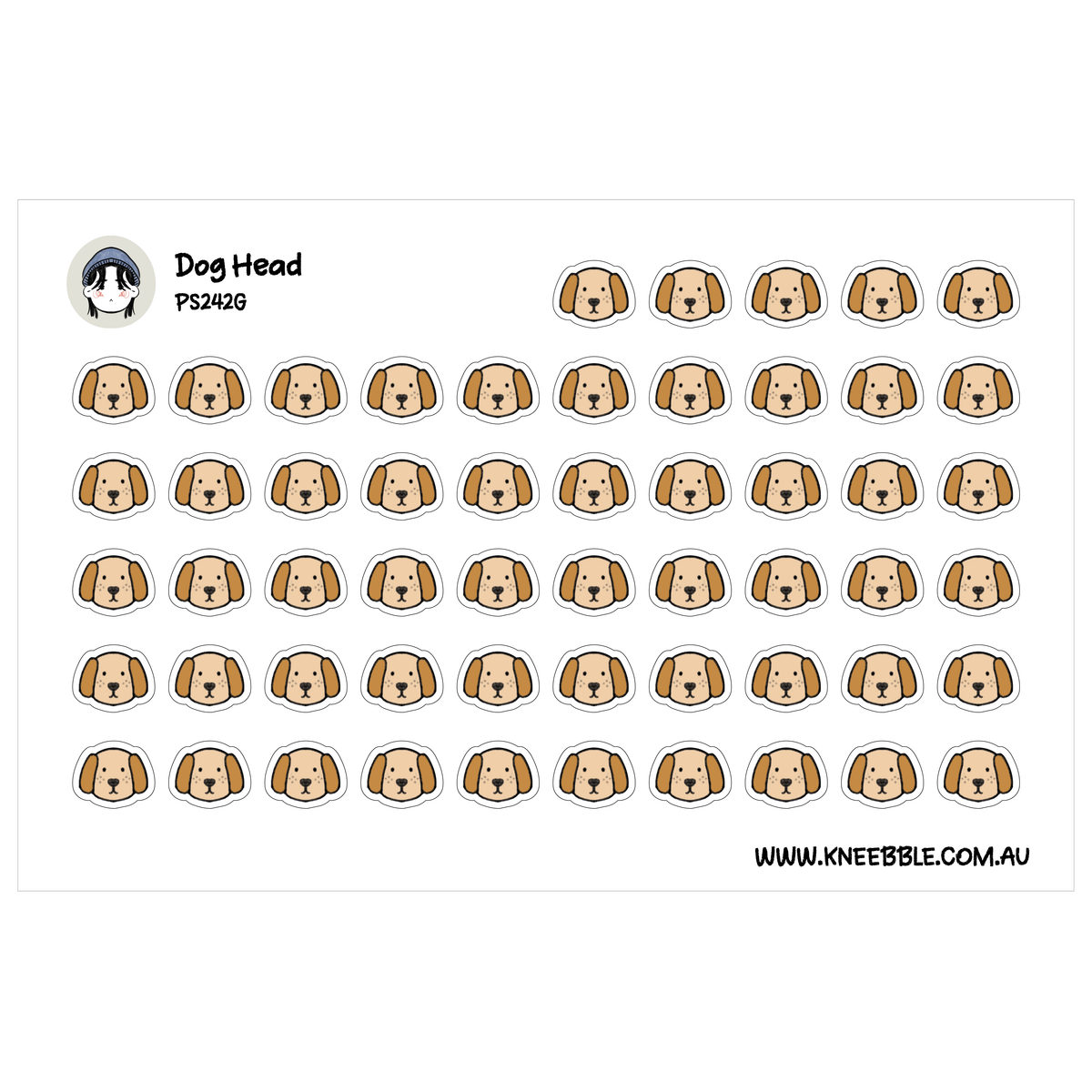 Dog Head Planner Stickers - Cute Puppy Faces - Pet Journal Stickers