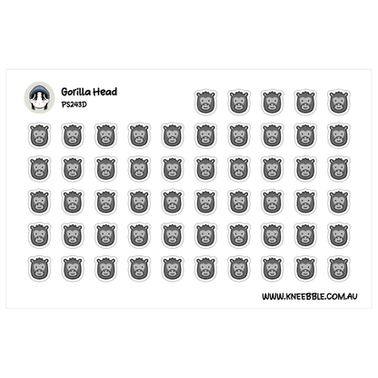 Cute Gorilla Head Planner Stickers - Safari Animal Adhesives - Wild Animal Journal Decor