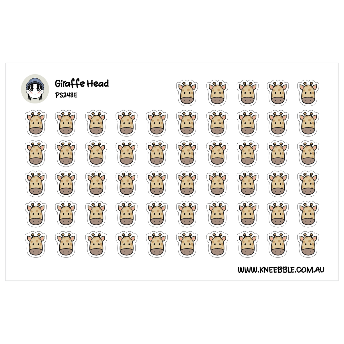 Cute Giraffe Head Planner Stickers - Safari Animal Adhesives - Wild Animal Journal Decor