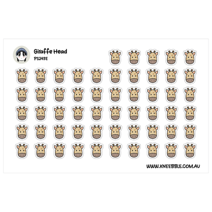 Cute Giraffe Head Planner Stickers - Safari Animal Adhesives - Wild Animal Journal Decor