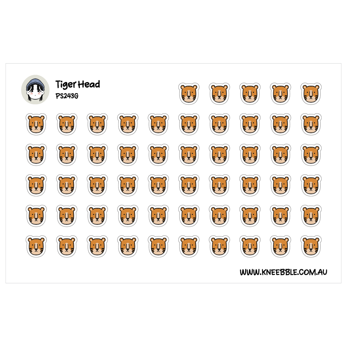 Tiger Planner Stickers - Cute Wild Animal Icons - Safari Journal Supplies