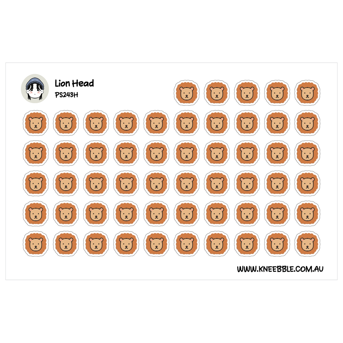 Cute Lion Head Planner Stickers - Safari Animal Adhesives