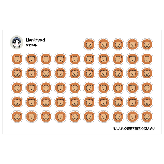 Cute Lion Head Planner Stickers - Safari Animal Adhesives