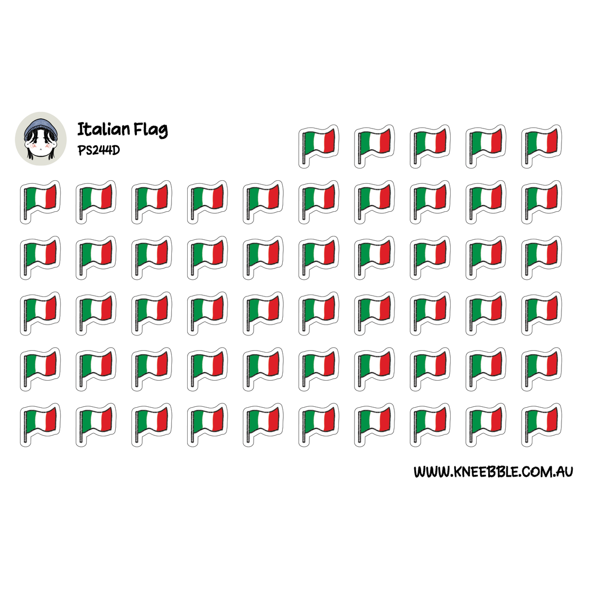Italian Flag Stickers - Italy Holiday - European Travel Journal