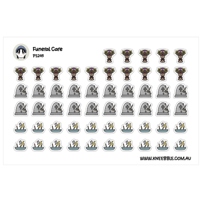 Funeral Care Planner Stickers - Grave Cleaning, Flowers & Incense - Memorial Journal Decor
