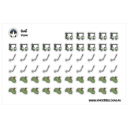 Golf Themed Planner Stickers - Golf Cart, Club & Ball Icons - Sports Journal Decor