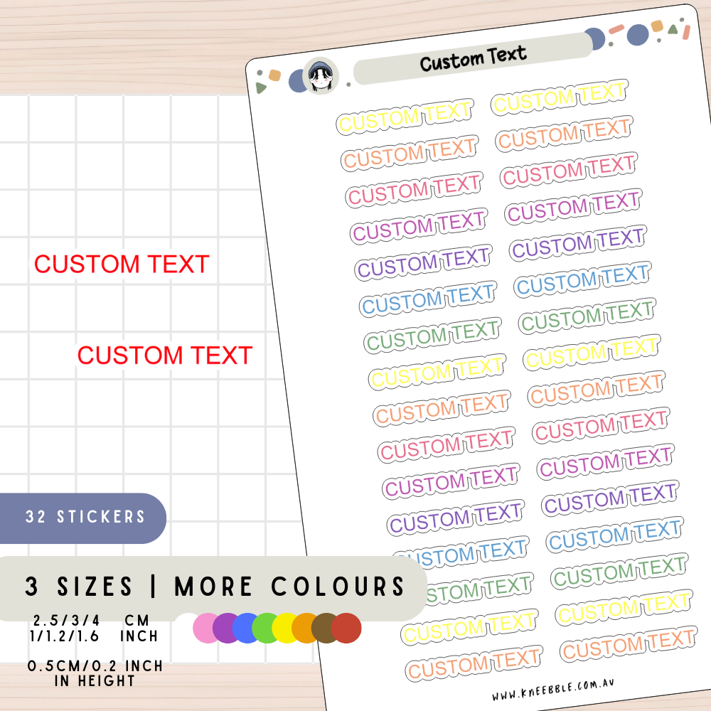 Custom Text Planner Stickers