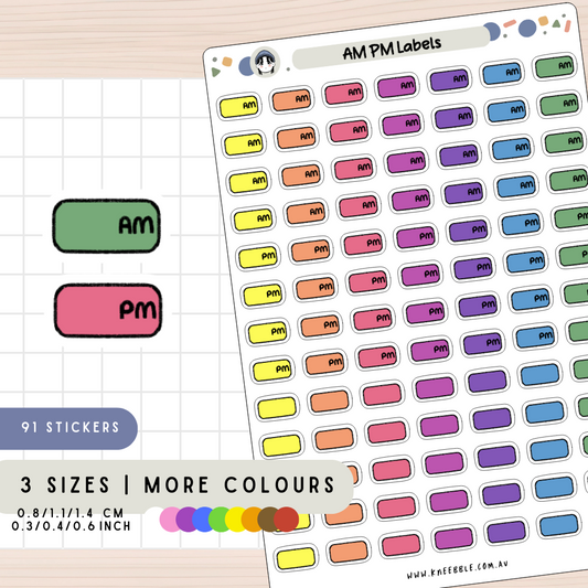 AM PM Labels Planner Stickers