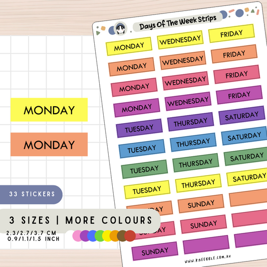 Days Of The Week Rectangle Label Planner Stickers
