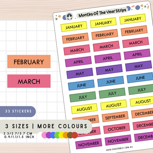 Monthly Headers Rectangle Label Planner Stickers