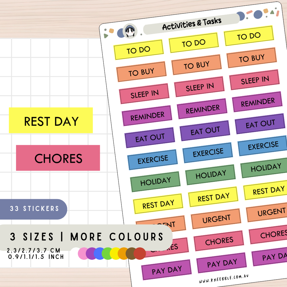 Activity Task Header Rectangle Label Planner Stickers
