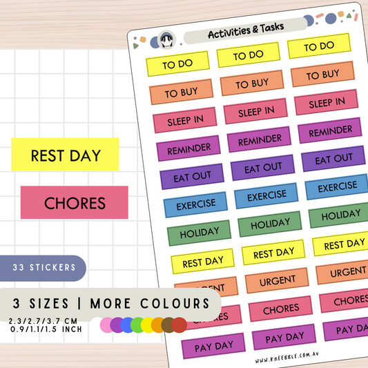 Activity Task Header Rectangle Label Planner Stickers