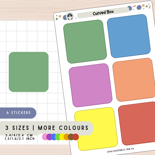 Curved Box Notes Planner Stickers