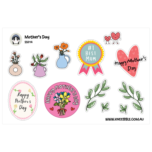 Happy Mother's Day Planner Stickers, Mum Celebration Holiday Gifts Journal Sticker Sheet