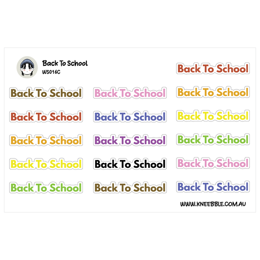 Back To School Planner Stickers - Script Text Education Labels