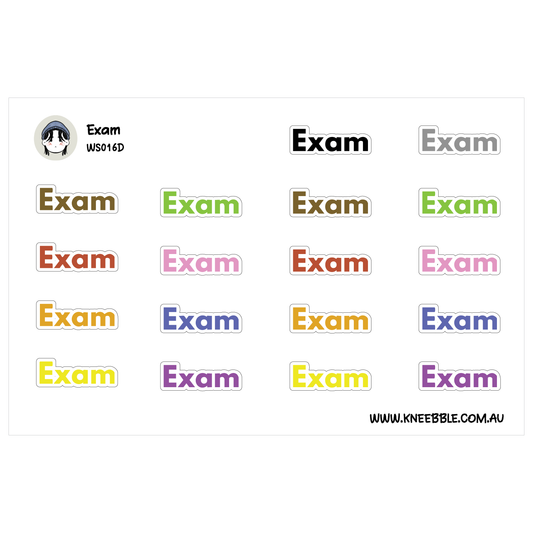 Exam Planner Stickers - School College University Education Labels