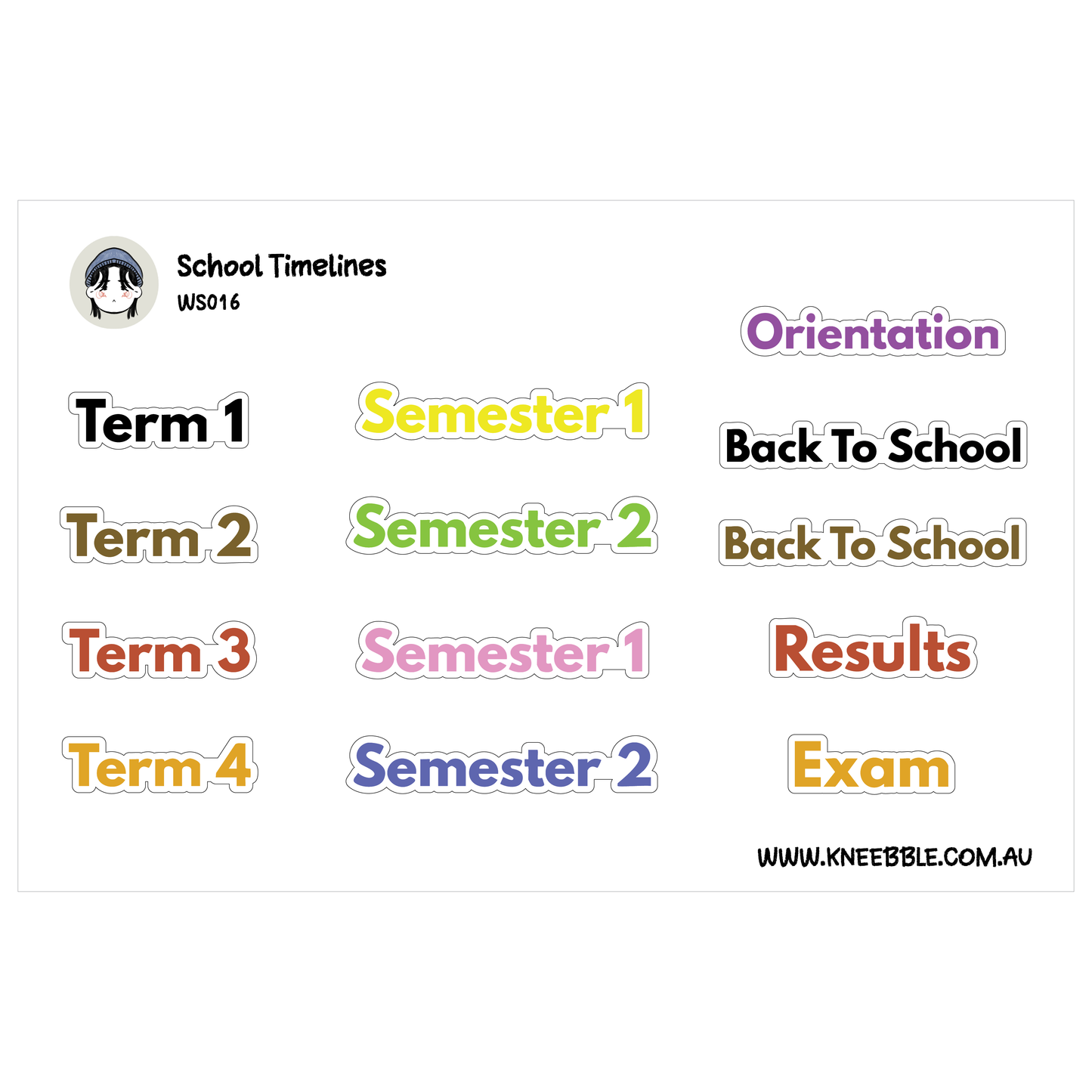 School Timeline Planner Stickers - Academic Year Tracker, Study Planner Labels