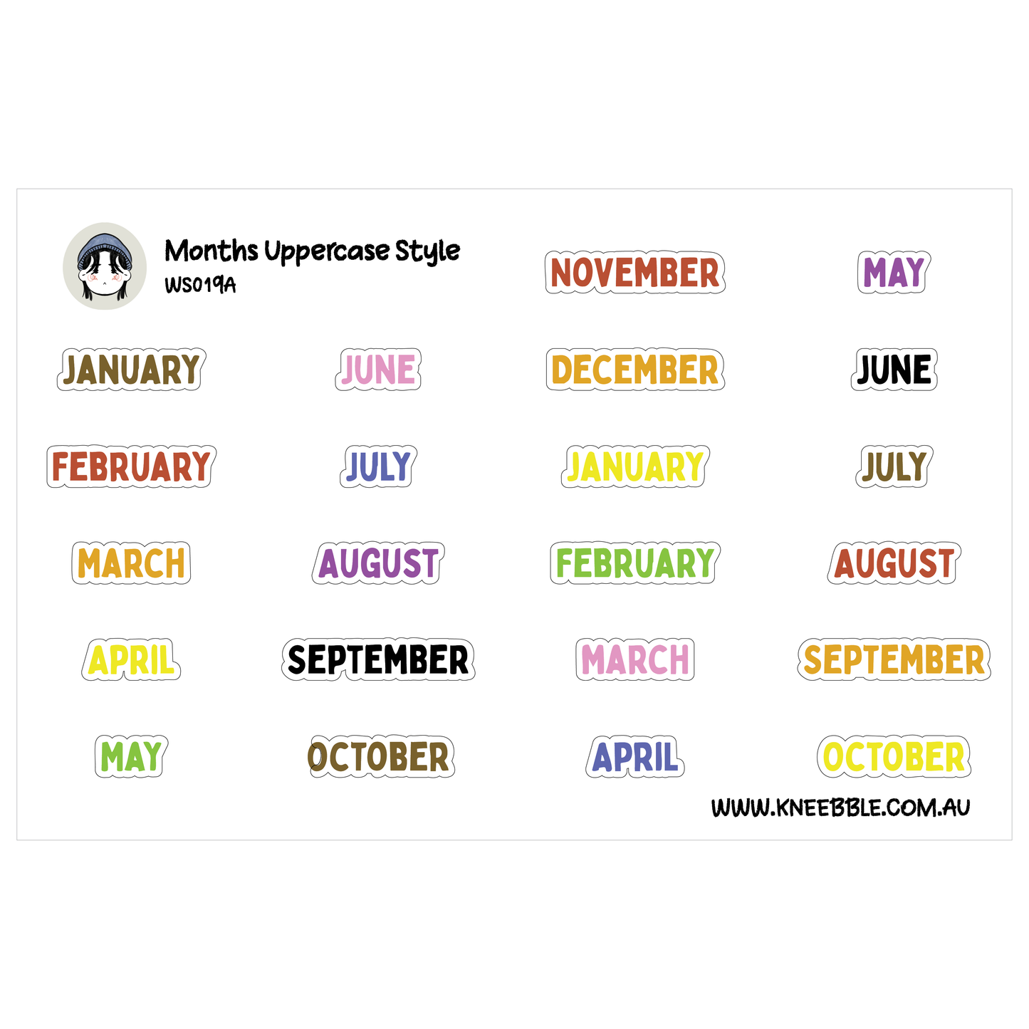 Months Of The Year Planner Stickers - Text Uppercase Style