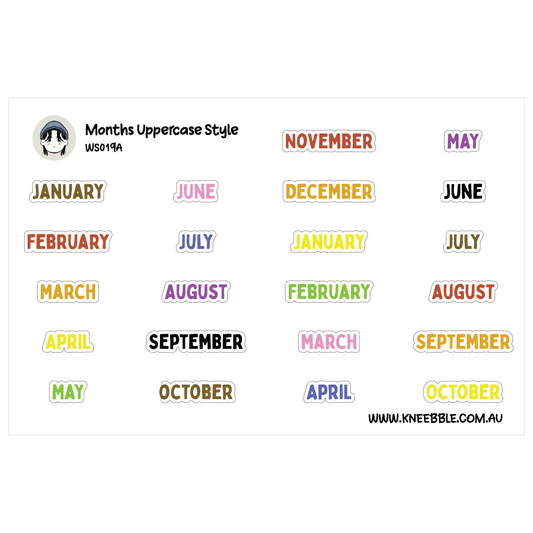 Months Of The Year Planner Stickers - Text Uppercase Style