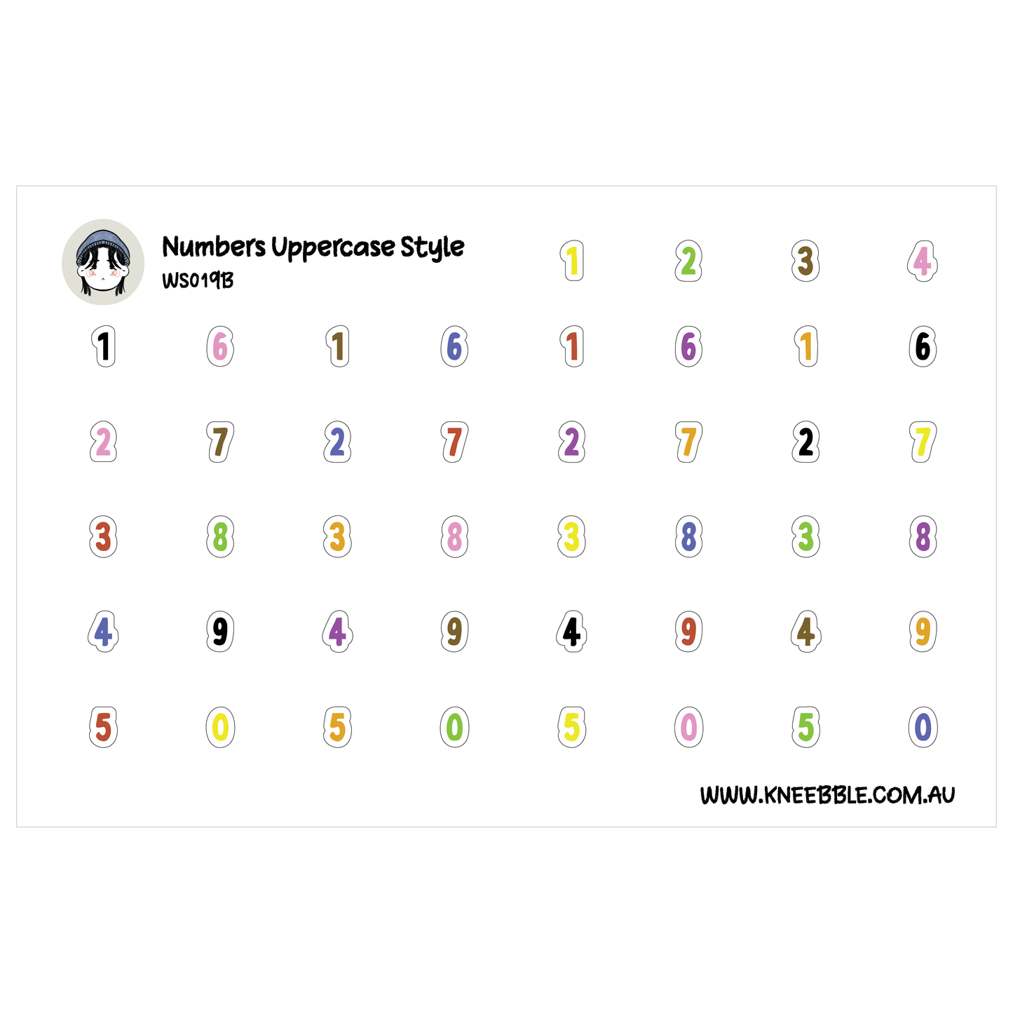 Number Dates Planner Stickers - Text Uppercase Style