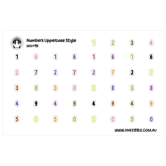 Number Dates Planner Stickers - Text Uppercase Style