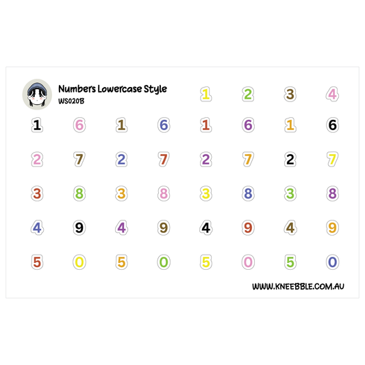 Number Dates Planner Stickers - Text Lowercase Style
