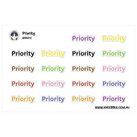 Priority Text Planner Stickers - Priority Reminder Labels