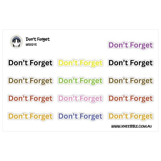 Don't Forget Text Planner Stickers - Priority Reminder Labels