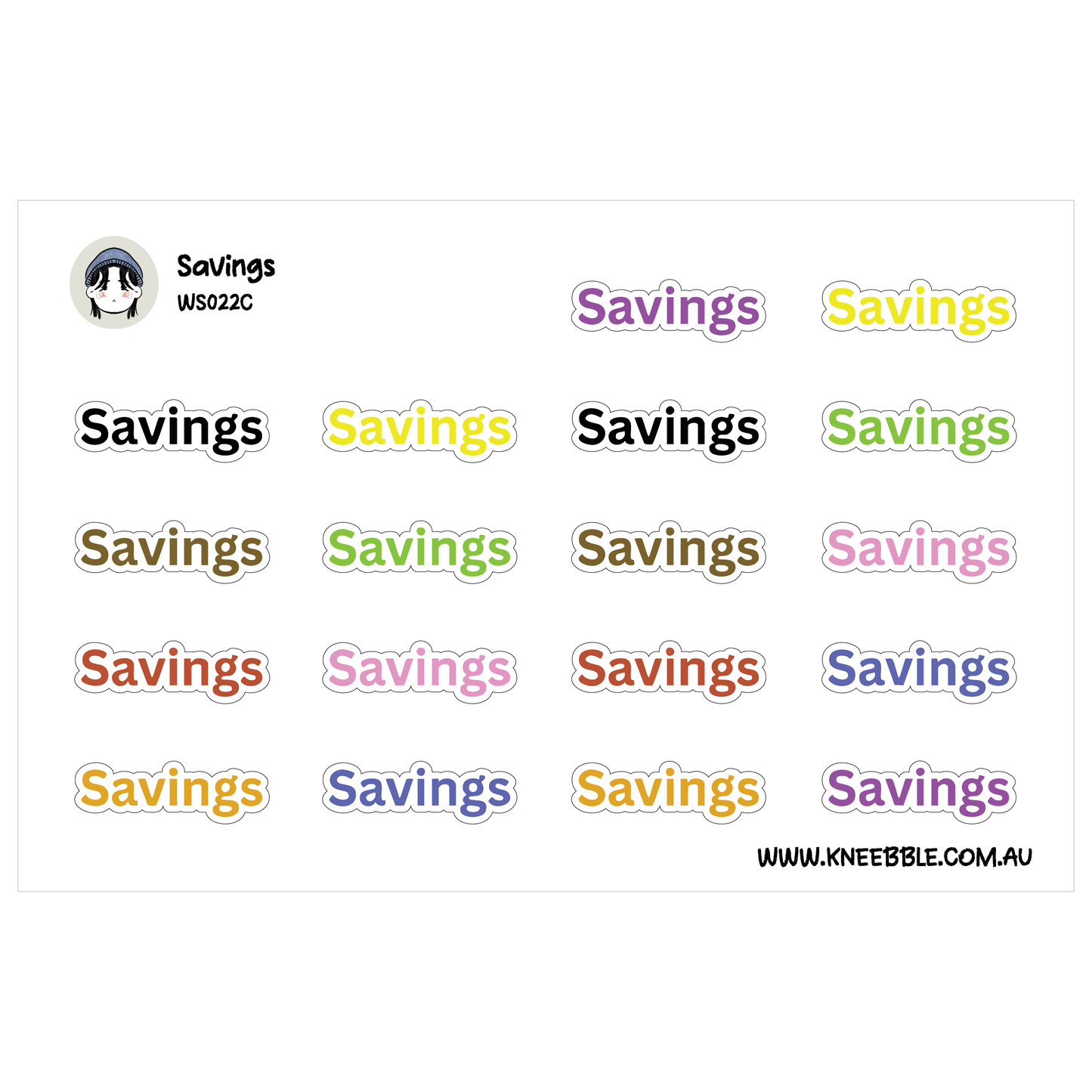 Savings Planner Stickers - Money Budgeting Text Labels