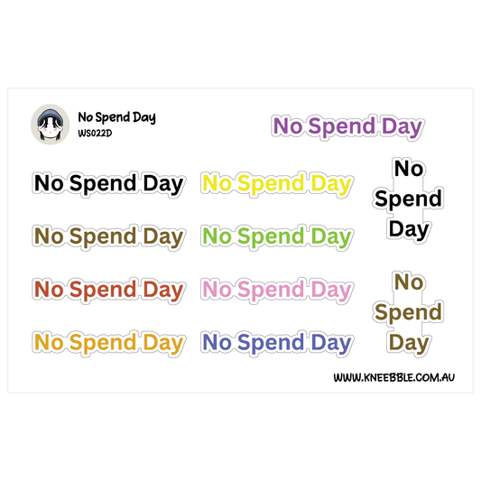 No Spend Day Planner Stickers - Money Budgeting Text Labels