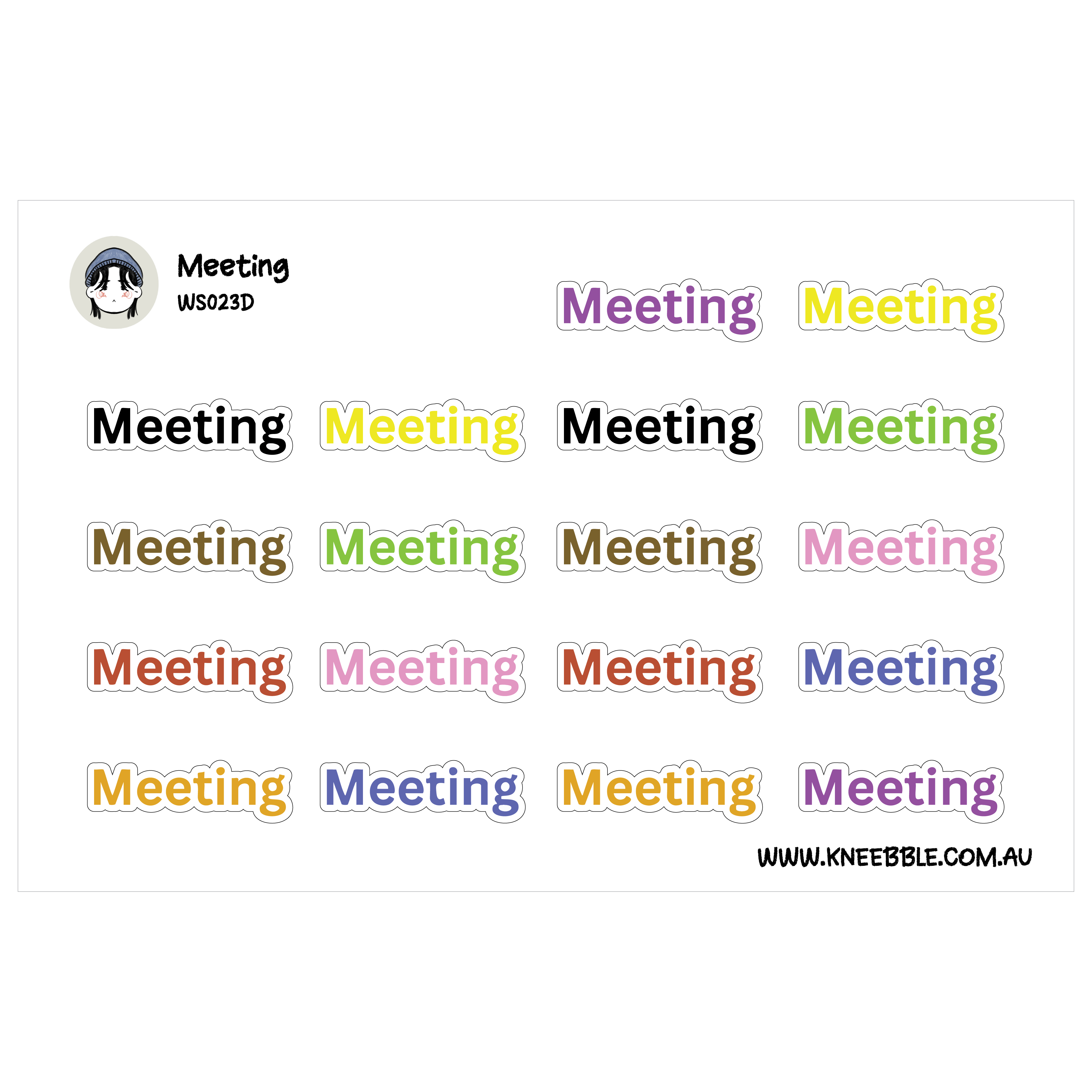 Meeting Planner Stickers - Schedule Reminder Text Labels – Kneebble