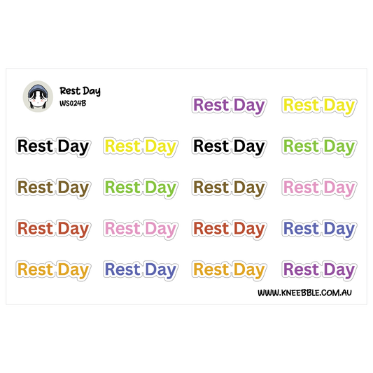 Rest Day Planner Stickers - Self Care Text Labels