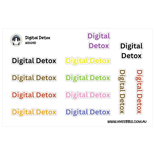 Digital Detox Planner Stickers - Self Care Text Labels