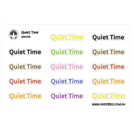 Quiet Time Planner Stickers - Self Care Text Labels