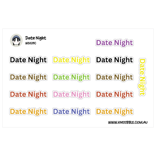 Date Night Planner Stickers - Event Activity Text Labels