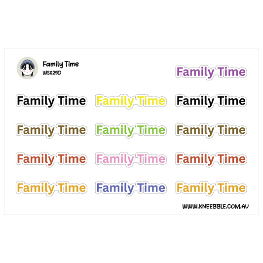 Family Time Planner Stickers - Event Activity Text Labels