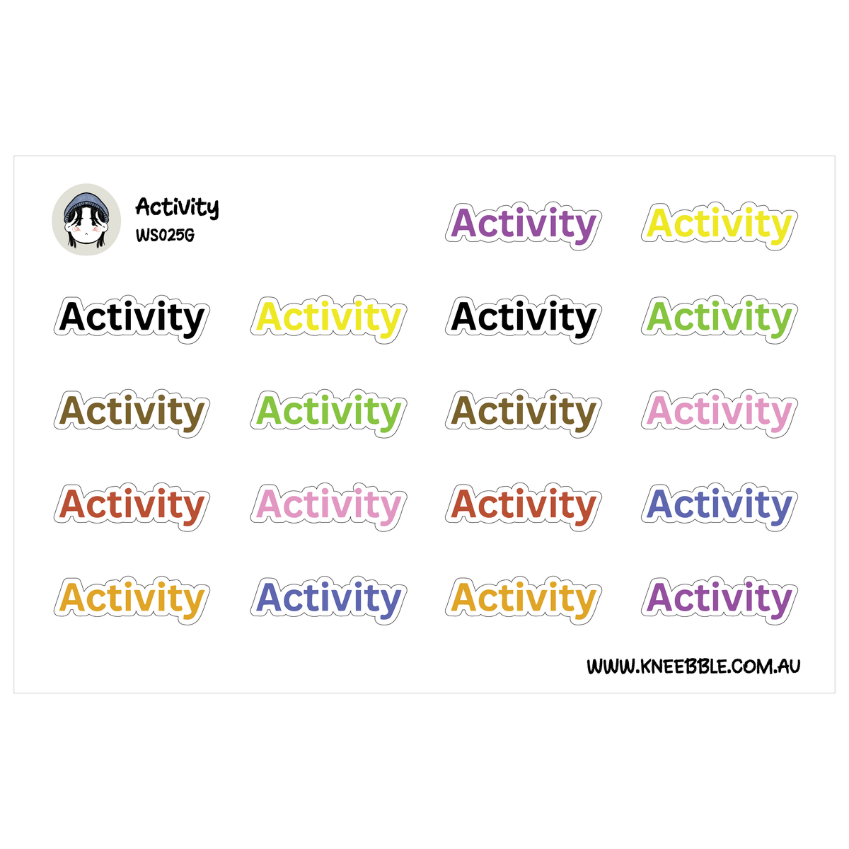 Activity Stickers Html Activity Planner Stickers - Fun Event Text Labels – Kneebble