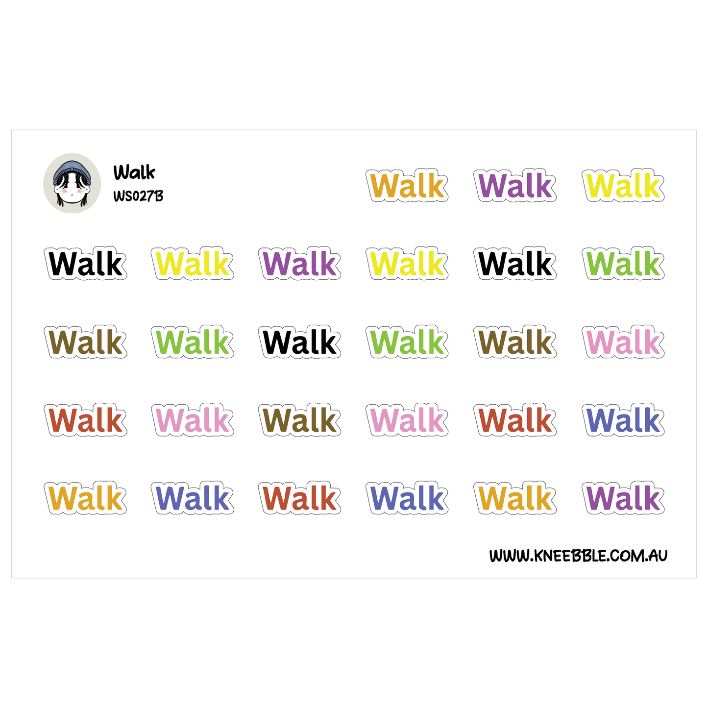 Walk Planner Stickers - Health Fitness Text Labels