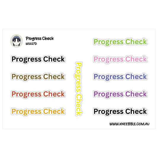 Progress Check Planner Stickers - Health Fitness Text Labels