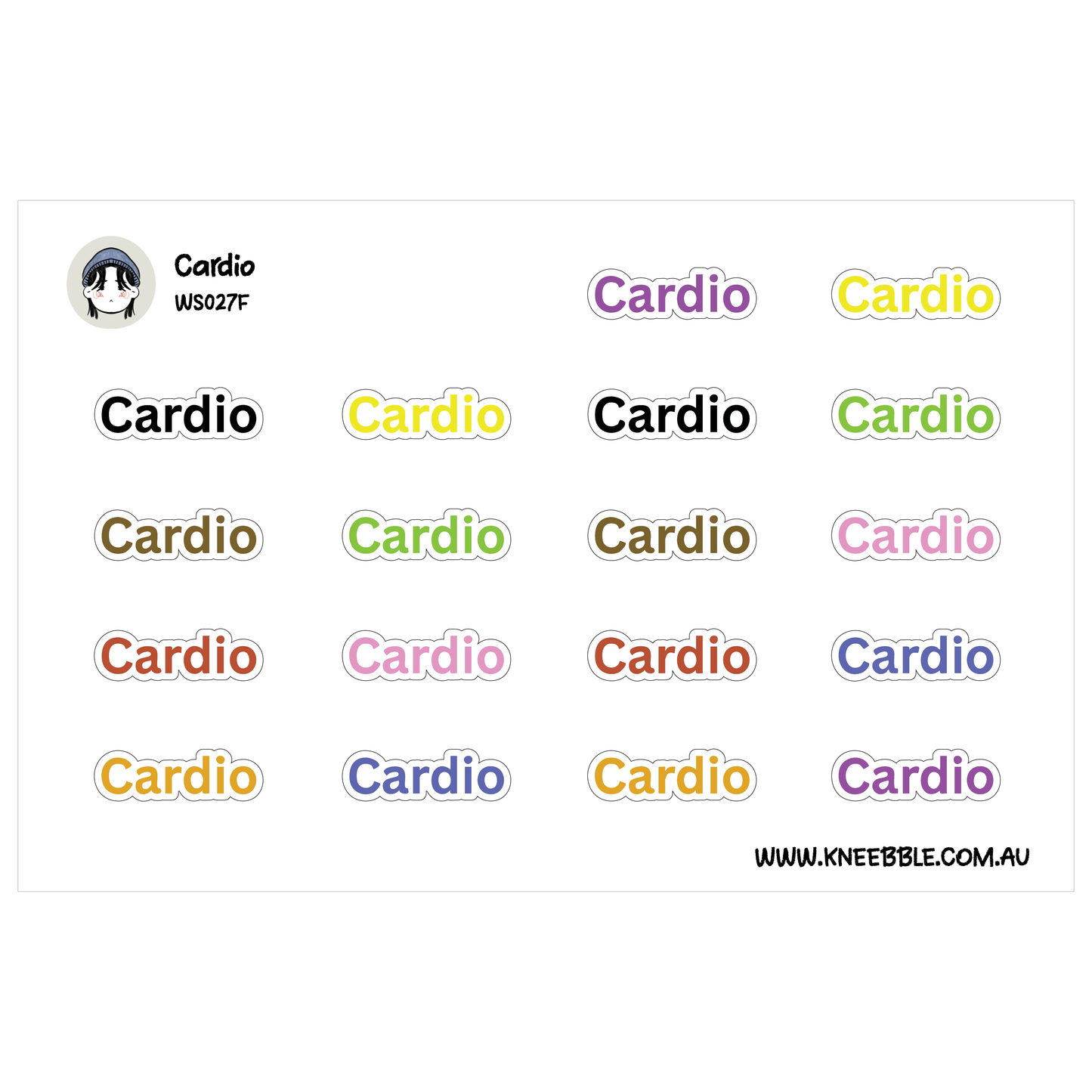 Cardio Workout Planner Stickers - Health Fitness Text Labels