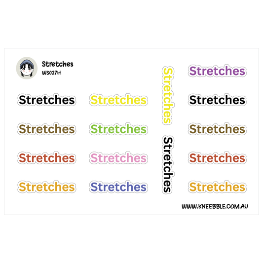 Stretches Planner Stickers - Health Fitness Text Labels
