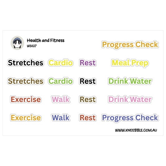 Health & Fitness Planner Stickers - Cardio, Exercise & Meal Prep