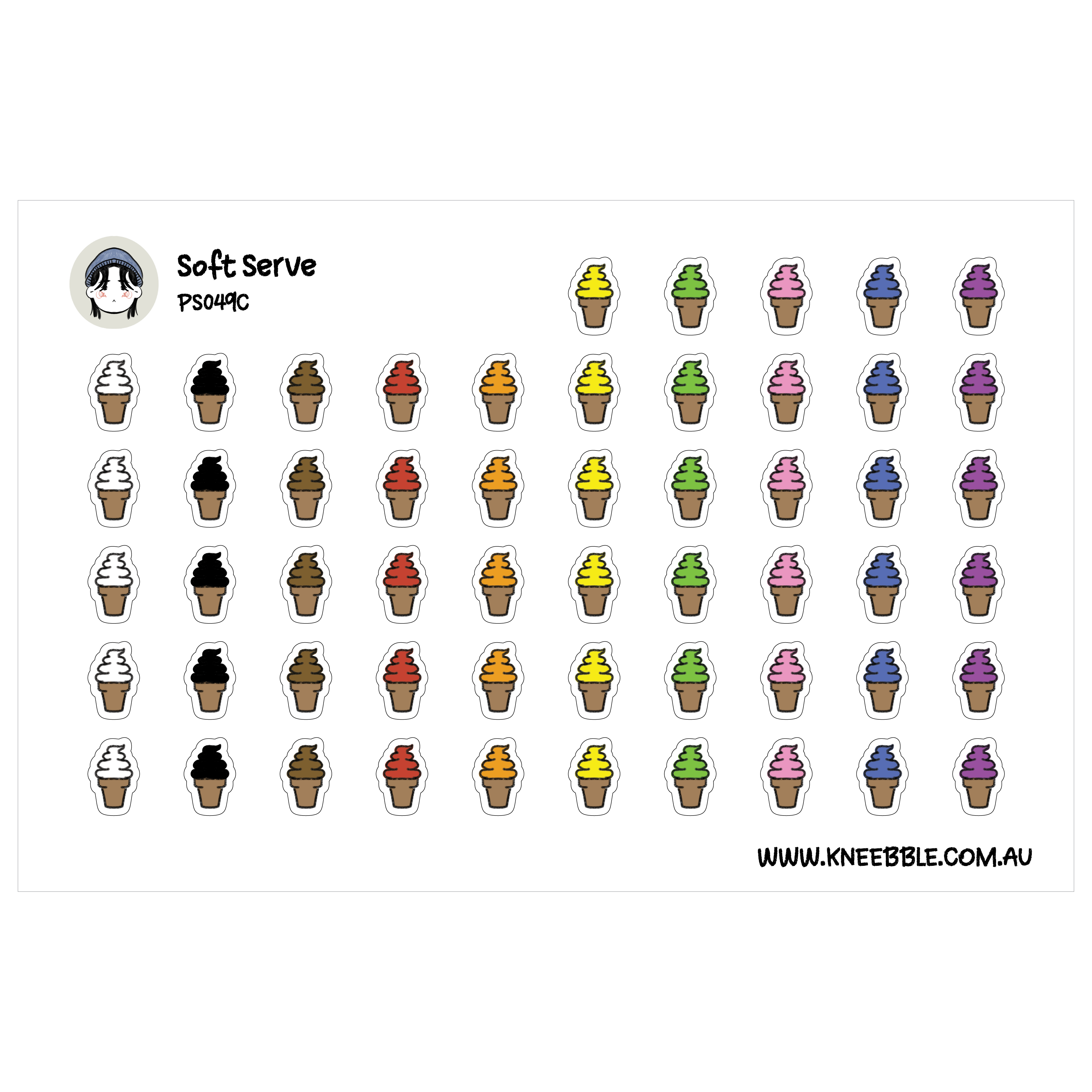 Soft Serve Cone Stickers - Colorful Planner Stickers for Fun Event ...