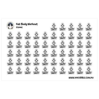 a grid of stickers with various poses of people, likely representing a full-body workout.