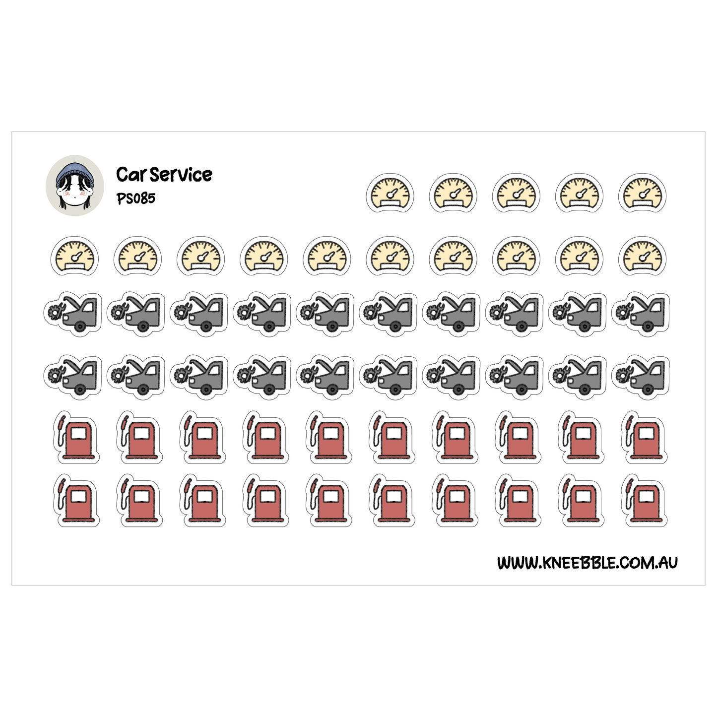 a collection of car service-related icons and symbols, including car service, fuel stations, and other automotive elements.